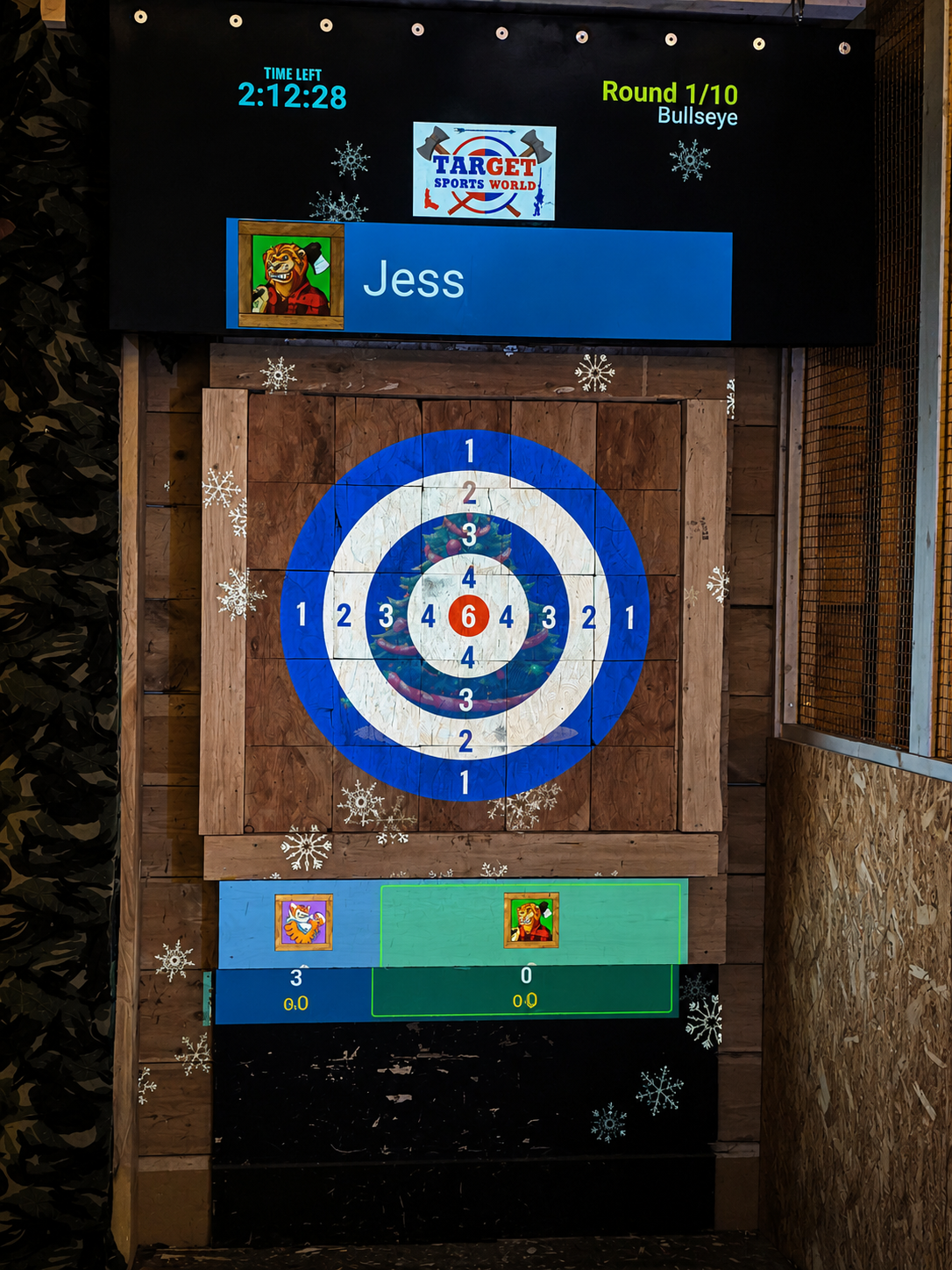 Interactive axe throwing target board